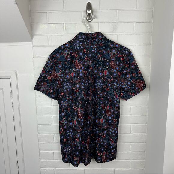 Ben Sherman Men’s Peacock Floral Short Sleeve Button Down Shirt Size L - Picture 10 of 10